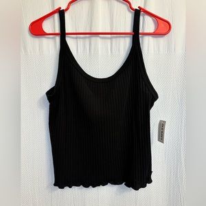 Old Navy black ruffle bottom rib knit tank top